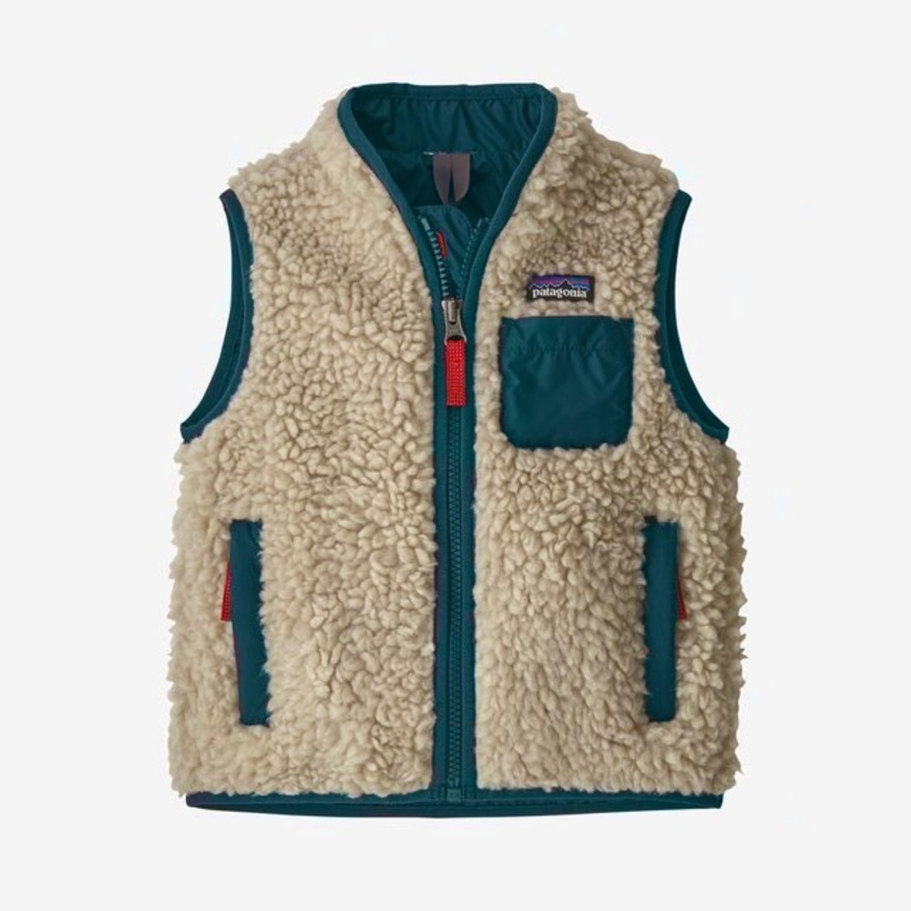 Patagonia Retro-X Fleece Vest in Cream and Teal